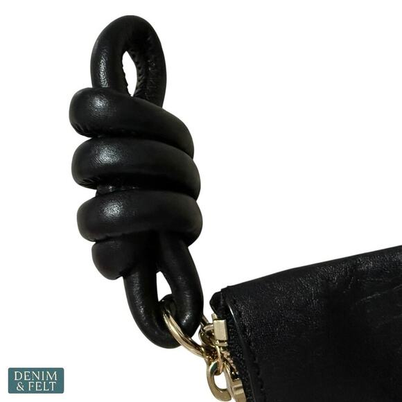 Henri Bendel Black Pebbled Leather Wristlet Clutch Purse Gold Hardware Rare - Picture 5 of 10